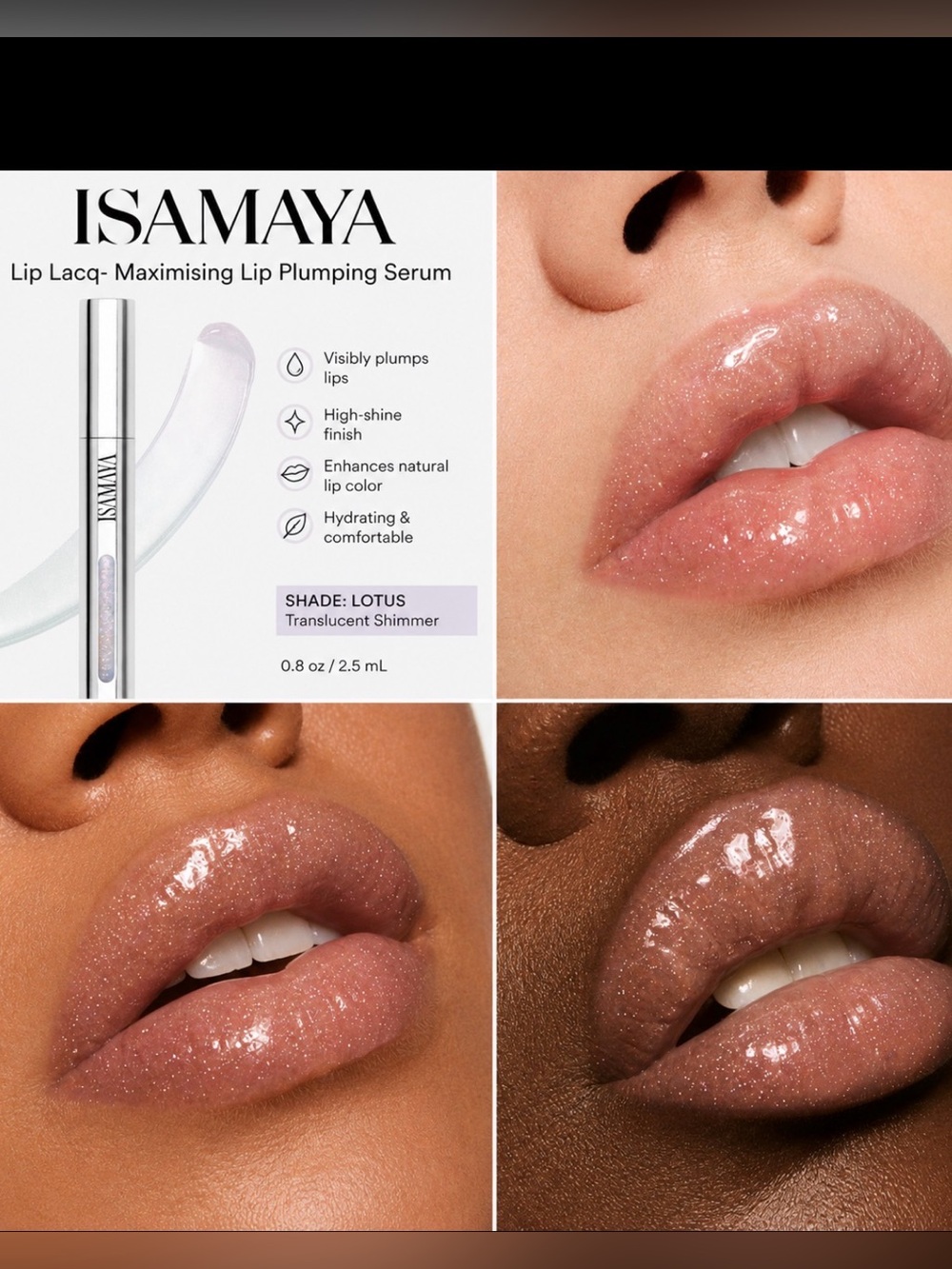 Isamaya Lotus Translucent Shimmer Lip Lacq - Hydrating Plumping Serum